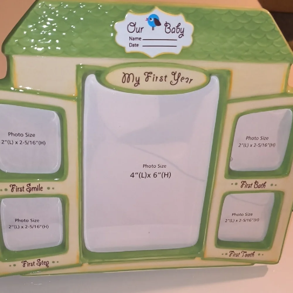Avon Green and Cream Baby Photo Frame